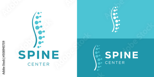 Creative simple spine center logo template. Chiropractic logo design vector illustration.
