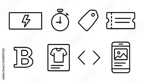 Collection of minimalist icon designs for digital and print usage