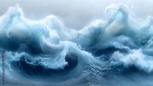 Dynamic ocean waves present a raw, untamed spectacle. The water's texture, a dance of light and shadow, embodies the ocean's energy. Ideal for conveying power and awe-inspiring beauty.