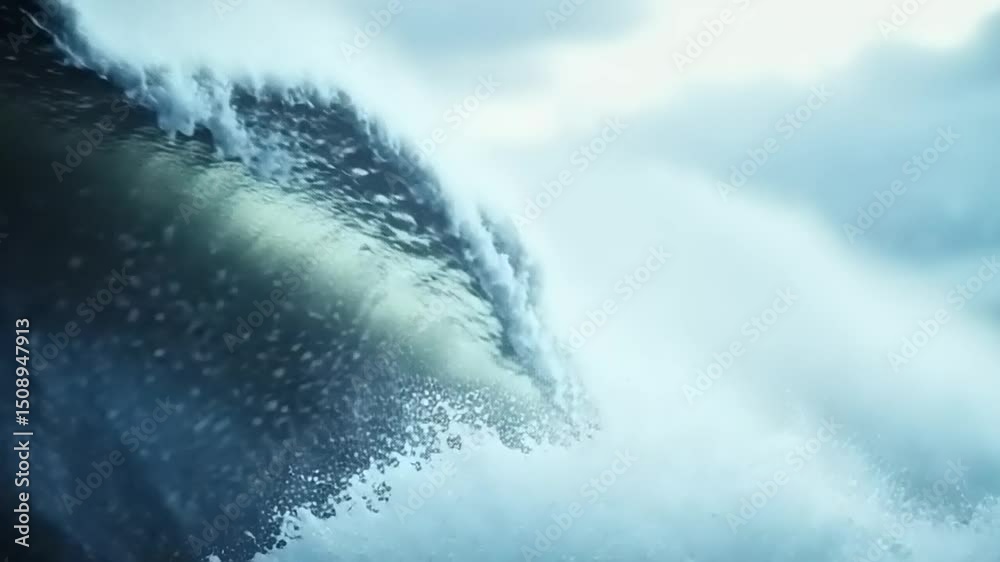 Dramatic ocean wave crashing against the shore with splashes, capturing the power of nature Dramatic ocean wave crashing against the shore with splashes, capturing the power of nature