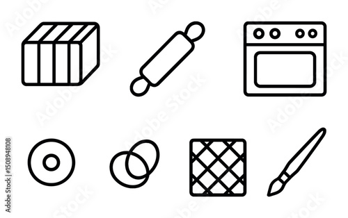 Baking tools and supplies icons for kitchen and pastry design