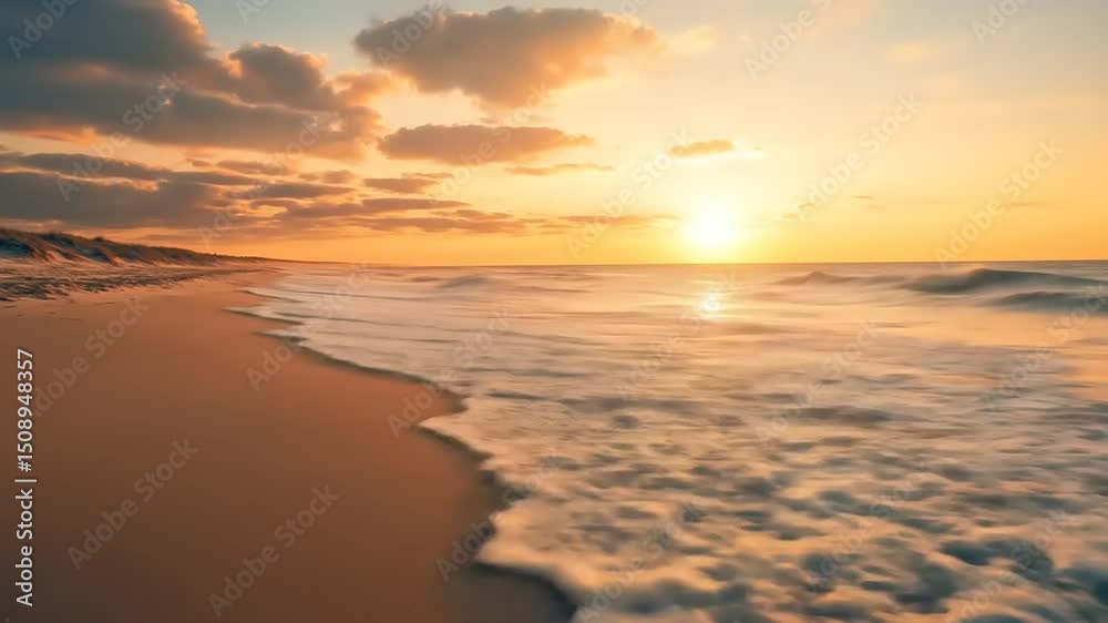 Golden Sunset Beach Seascape. Golden Sunset Beach Seascape.
