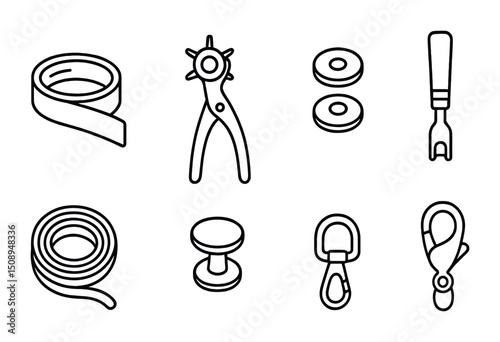 Sewing tools and accessories collection for crafting and fashion design projects