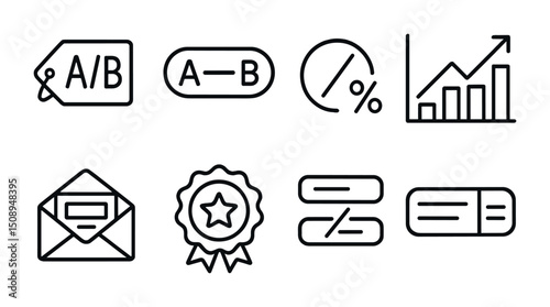 Marketing and analytics icons for data visualization and email campaign design