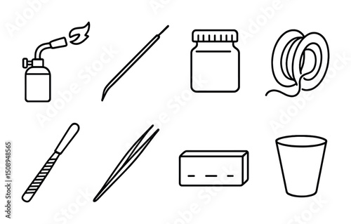 Medical tools and equipment line icons for healthcare design projects
