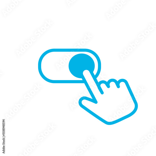 Simple switch button. Finger. Selection. Icons. Touch.