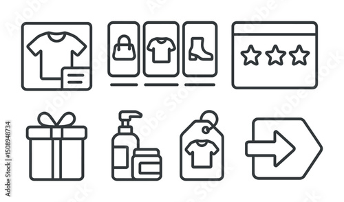 Online shopping elements and icons for e-commerce and retail design