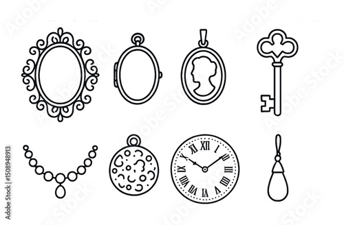 Vintage ornament illustrations for jewelry design and decor