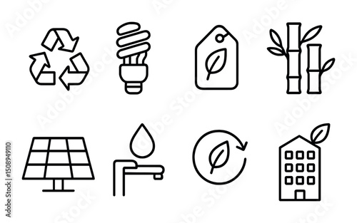 Eco friendly icons collection for sustainability and green living design