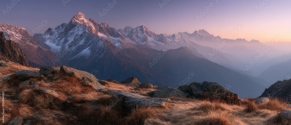 Obraz premium Majestic Himalayan Sunrise Panoramic Mountain View