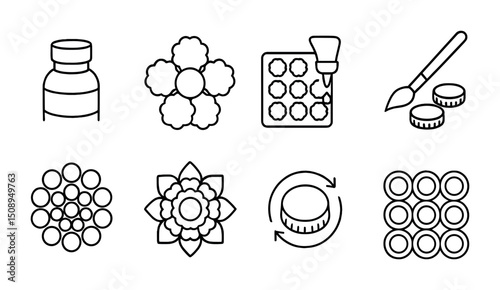 Creative cookie baking icons for kitchen crafts and culinary design