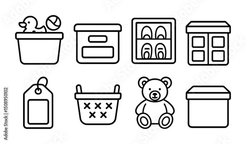 Minimalist baby room essentials featuring toys and storage solutions