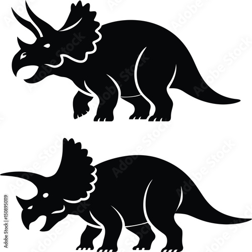 Silhouette triceratops dinosaurs vector illustration
