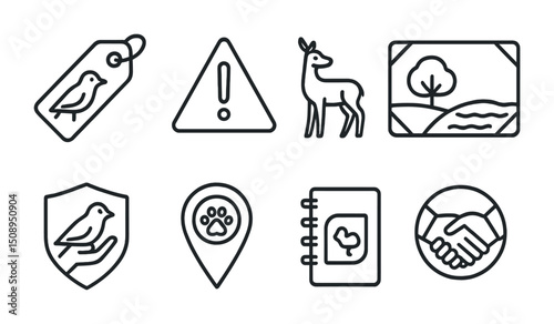 Wildlife conservation icons for design and educational use