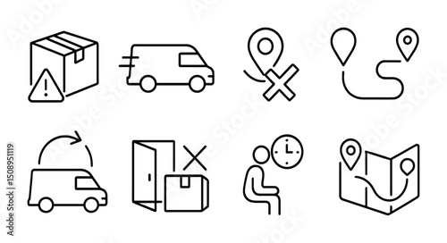 Delivery and logistics icons for efficient package tracking and management