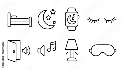 Bedtime icons for relaxation and sleep themed designs