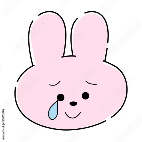 泣いて喜ぶピンクのうさぎイラスト13