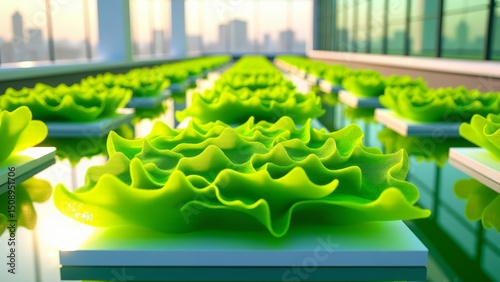 Geometric algae farm on rooftop