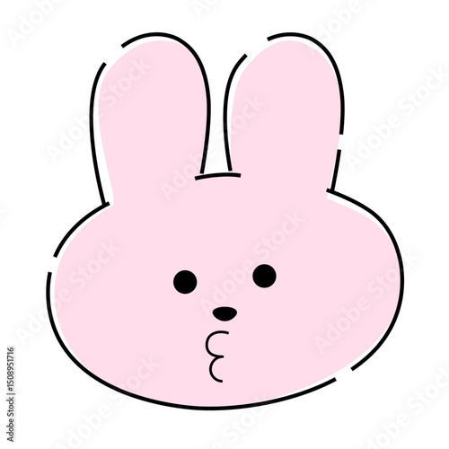 口をとがらせているピンクのうさぎイラスト18