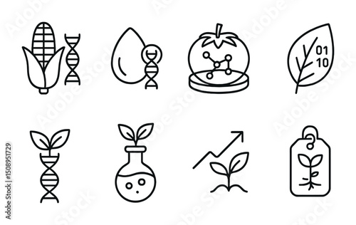 Genetic engineering and biotechnology symbols for sustainable agriculture design