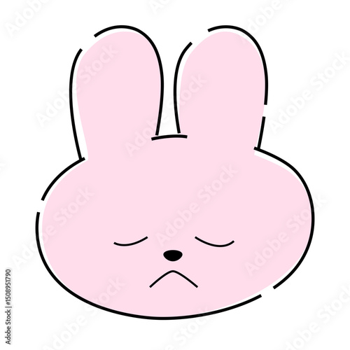 落ち込んでいるピンクのうさぎのイラスト16