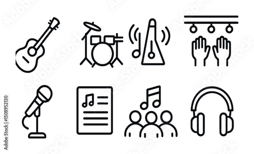 Musical instrument icons for creative design projects and branding