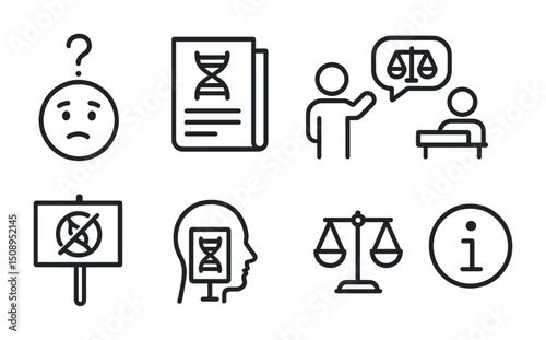 Legal advice and genetic research icons for educational design