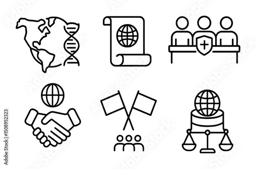 Global collaboration and health icons for communication and representation