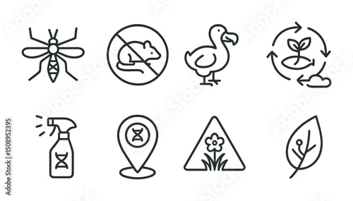 Environmental icons highlighting ecology, conservation, and biodiversity