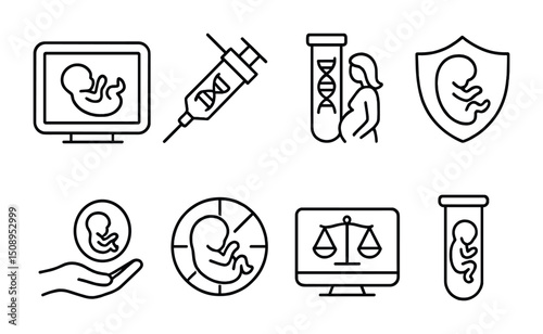 Pregnancy and genetic testing icons for medical and educational use