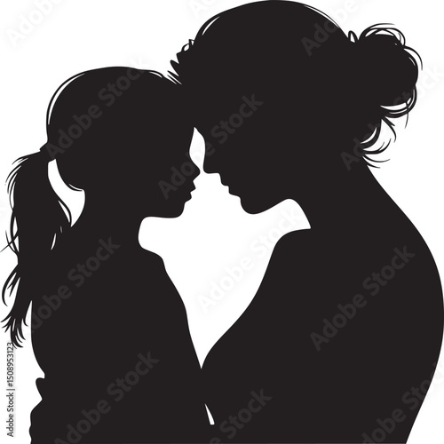 Silhouette of mother and daughter embracing in a tender moment of love and connection together