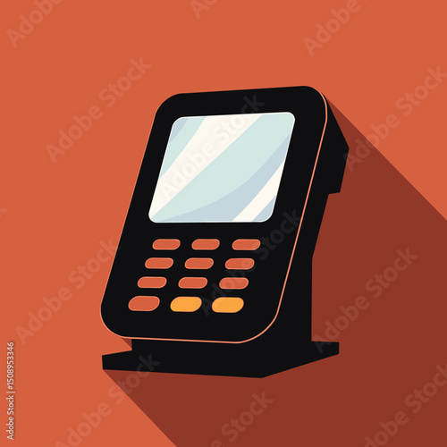 Payment terminal with buttons and screen in modern flat design  