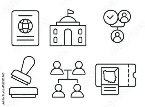 Immigration and government services icons for business and travel design