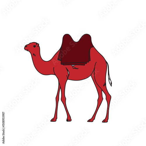 Arabian camel drawing illustration vector logo silhouette design.