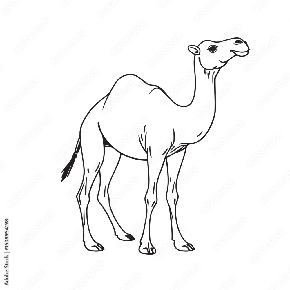 Fototapeta premium Arabian camel drawing illustration vector logo silhouette design.