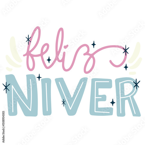 happy birthday hand drawn lettering in portuguese