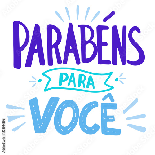 Parabéns para você hand drawn lettering in portuguese