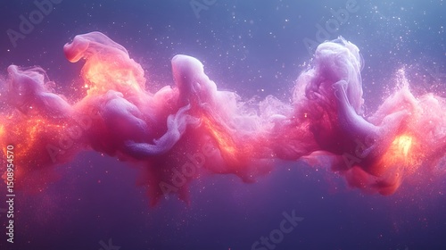 An ethereal interplay of smoke and light creates an abstract and mesmerizing effect. The blend of colors and textures evokes a dreamlike quality with gentle movement. This is a vibrant abstract theme. photo