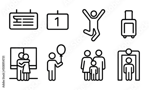 Family travel concepts with icons for vacations and special occasions