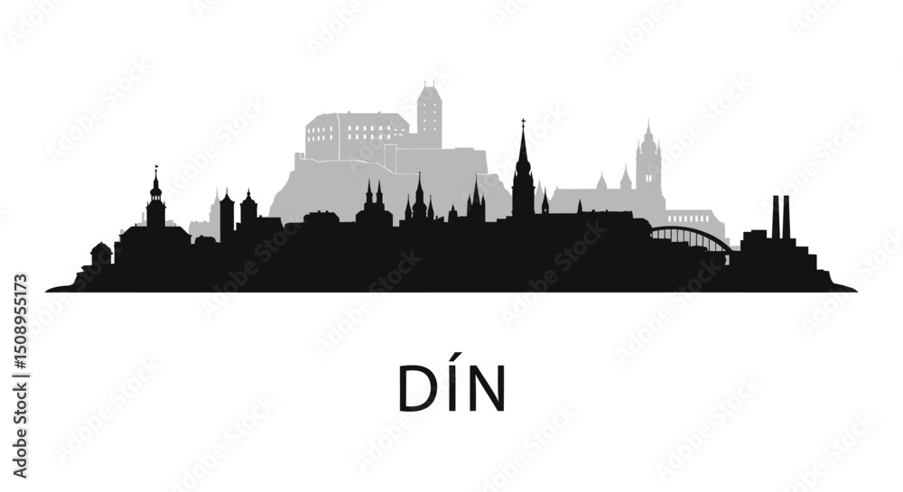 Fototapeta premium Linz Austria skyline silhouette with city vector.