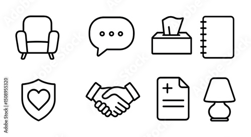 Minimalist icons for communication, office, and home decor design projects