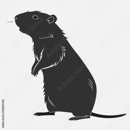 Black silhouette of standing groundhog vector illustration wildlife animal rodent