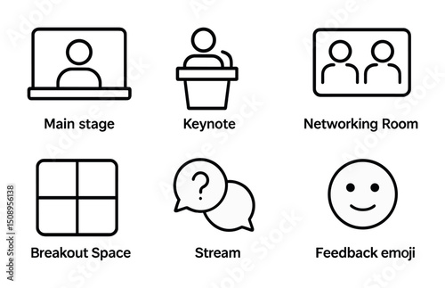 Virtual event icons for conference design and user interface elements