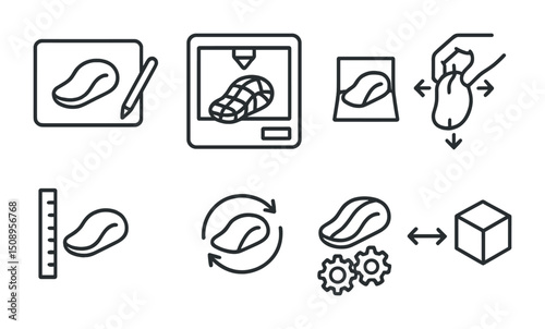 Innovative 3d printing process with icons for modeling and prototyping