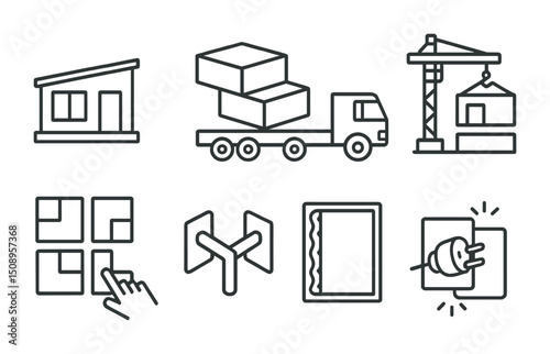 Construction and logistics icons set for digital and print design