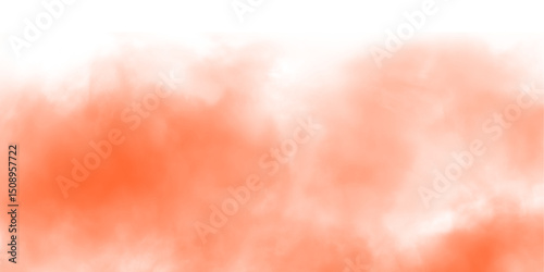 Abstract orange smoke effect isolated on transparent white background. Rising smoke texture, Fog steam or vapor overlay. Fire smoke orange color. Spooky holiday design element decoration, png