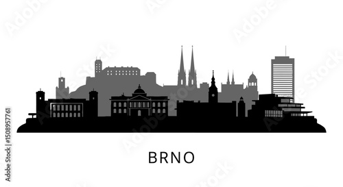 Brno with Czech Republic City Skyline Silhouette.