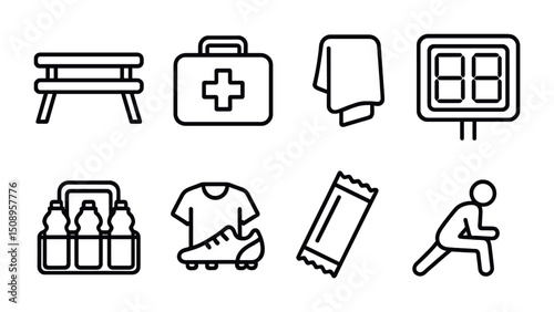 Essential sports equipment and recovery items for outdoor activities