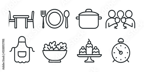 Dining icons for menu design and kitchen decorations
