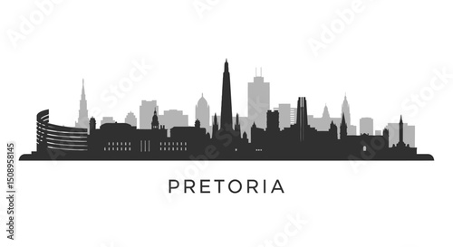 Pretoria Skyline Silhouette with South Africa, and City.